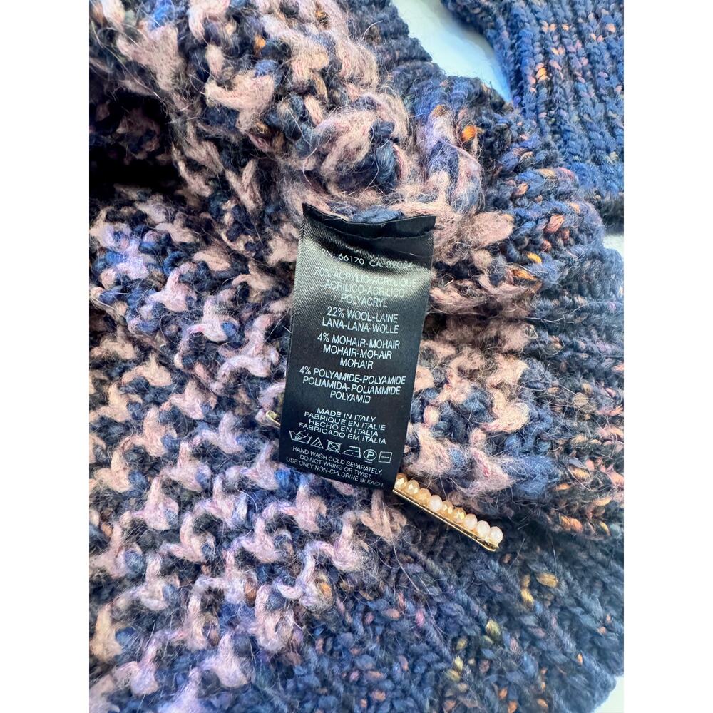 Moth Anthropologie Cropped Waffle Knit Sweater Wool Mohair Mauve Navy XXS - Picture 11 of 16